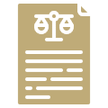 Legal document icon with justice scales.
