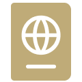 Passport icon with globe on cover.